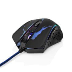 Nedis GMWD210BK programovatelná herní myš drátová podsvícená / 3600 DPI / 6 tlačítek