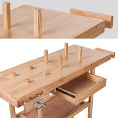 tectake Dílenský stůl PONK1 dřevěný ponk se svěráky