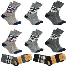 Aleszale 6x pánské vlněné teplé tlusté ponožky ALPAKA 40-43