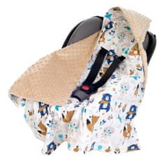 BabyBoom Boho Zvířátka Minky Deka S Kapucí Do Autosedačky A Nosítka / Boho Animals Minky Hooded Blanket For Car Seat And Carrier