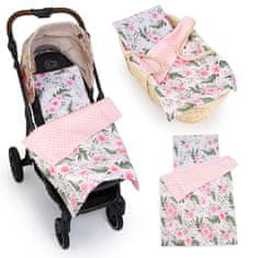 BabyBoom Minky Ložní Prádlo 2El. 55X75 Růžové Květy / Světle Růžová Barva