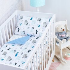 BabyBoom Oboustranné Dětské Povlečení 120X90 Premium 2 Kusy Bavlna Auta A Náklaďáky / Modrá