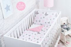 BabyBoom Oboustranné Dětské Povlečení 120X90 Premium 2 Kusy Bavlna Motýlek Růžová / Pudrově Růžová