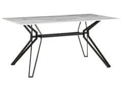 Beliani Jídelní prosklený stůl s mramorovým efektem 160 x 90 cm černý BALLINA