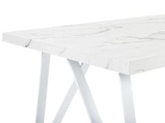 Beliani Jídelní stůl s mramorovým efektem 160 x 90 cm bílý/šedý GRIEGER