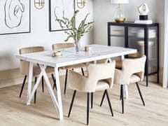 Beliani Jídelní stůl s mramorovým efektem 160 x 90 cm bílý/šedý GRIEGER