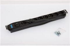 Triton 19',8xCZ zásuvka,bleskojistka,3x1.5mm 2m kabel CZ-DE, RAL9005