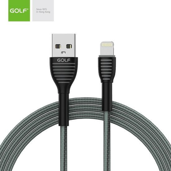 GOLF textilní datový kabel USB-C 1m, 3A, šedý