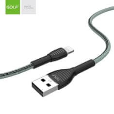 GOLF textilní datový kabel USB-C 1m, 3A, šedý