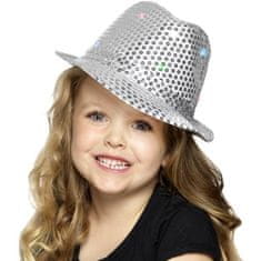 Smiffys Flitrový klobouk svítící stříbrný