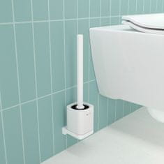 NIMCO WC štětka s držákem na zeď bílá nízká nádoba matné sklo, hranatá rukojeť NIMCO MAYA BÍLÁ MAB 29094CN-HR-05