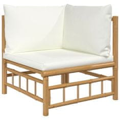 Greatstore 10dílná zahradní sedací souprava krémově bílé podušky bambus