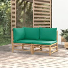 shumee 2dílná zahradní sedací souprava se zelenými poduškami bambus