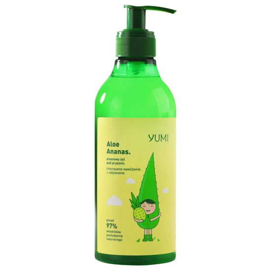 Yumi Aloe & Pineapple sprchový gel - hydratační a osvěžující sprchový gel, důkladně čistí pokožku, zklidňuje podráždění, 400ml
