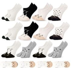 Aleszale 12x bavlněné ponožky s kočičím vzorem - 35-38