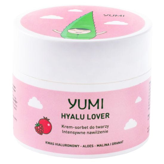 Yumi Hyalu Lover Cream-sorbet Malina a granátové jablko - intenzivně hydratační krém-sorbet na obličej, regeneruje a vyživuje, 50ml
