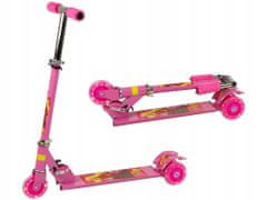 Lean-toys Koloběžka Tříkolka Růžová svítící kola LED Pro