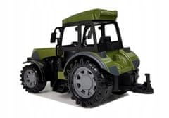 Lean-toys Zelený traktor s figurkou koně s vysokým přívěsem