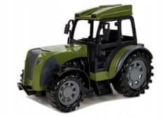 Lean-toys Zelený traktor s figurkou koně s vysokým přívěsem