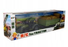 Lean-toys Zelený traktor s přívěsem na balíky sena na dálku S