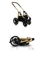 Babylux Aspero Gold Chain | 3v1 Kombinovaný kočárek Set | Kočárek + Korbička + Dětská autosedačka