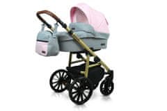 Babylux Aspero Light Pink | 3v1 Kombinovaný kočárek Set | Kočárek + Korbička + Dětská autosedačka