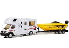 Lean-toys Karavan se žlutým motorovým člunem a třecím pohonem 1: 4