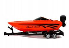 Lean-toys Karavan s červeným motorovým člunem a třecím pohonem 1