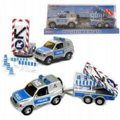 Lean-toys Auto Policie S přívěsem Dopravní značky Kovové HXCL0
