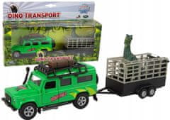 Lean-toys Auto Land Rover s transportérem Dinosaur Metal 520