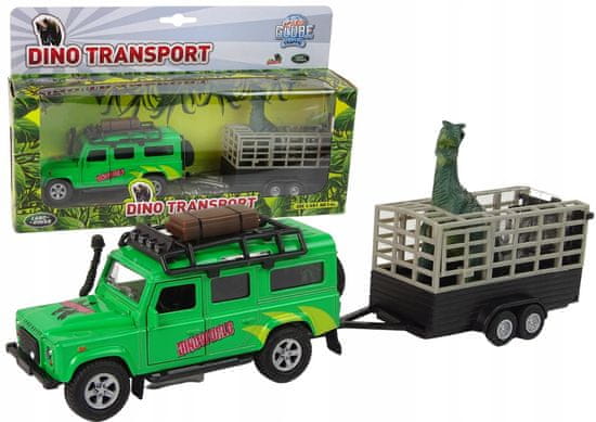Lean-toys Auto Land Rover s transportérem Dinosaur Metal 520