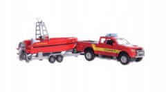 Lean-toys Terénní auto Hasičský sbor s motorovým člunem Red D