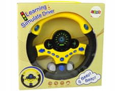 Lean-toys Interaktivní volant žlutý zvuk simulátoru jízdy