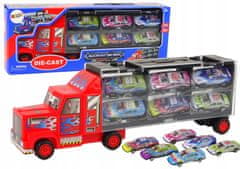 Lean-toys Sada Transport Truck Závodní auta 12 ks