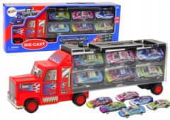 Lean-toys Sada Transport Truck Závodní auta 12 ks