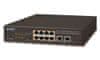 GSD-1008HP, PoE switch 8x PoE 802.3at 120W+ 2x 1000Base-T, VLAN, extend mód 10Mb/s do 250m