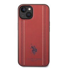 U.S. Polo Assn.  PU Leather Stitched Lines Zadní Kryt pro iPhone 14 Plus Red