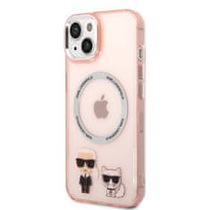 Karl Lagerfeld  MagSafe Kompatibilní Kryt Karl and Choupette pro iPhone 14 Plus Pink