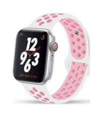 TopQ Silikonový řemínek Bubble pro Apple Watch 3-4-5-6-SE 38-40mm bílo-růžový 60376
