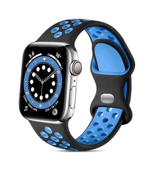 TopQ Silikonový řemínek Bubble pro Apple Watch 3-4-5-6-SE 42-44mm černo-modrý 60332