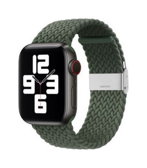 TopQ Pletený řemínek Braid pro Apple Watch 3-4-5-6-SE 38-40mm zelený 60355