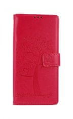 TopQ Kryt Xiaomi Redmi 9A knížkový Tmavě růžový strom sovičky 51608