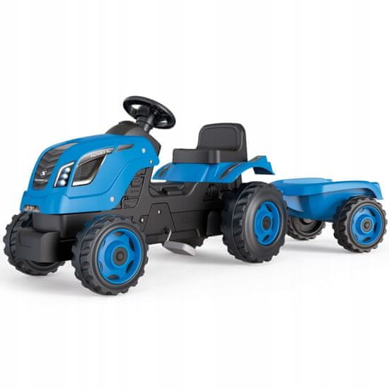 Smoby Traktor XL Blue s pedály a přívěsem