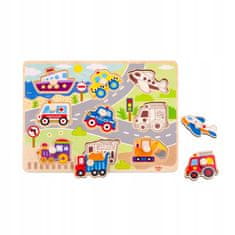 Tooky Toy Dřevěné montessori puzzle Transport Po