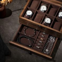 VASAGLE Hodinková krabička s víčkem na prsteny, náramky a náhrdelníky