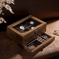 VASAGLE Hodinková krabička s víčkem na prsteny, náramky a náhrdelníky