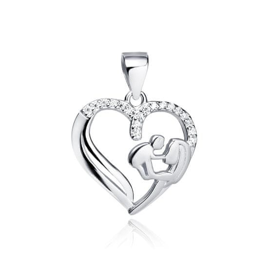 Klenoty Amber Luxusní stříbrné srdce - Maminka s dítětem