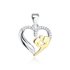 Klenoty Amber Luxusní stříbrné srdce - přívěsek Maminka s dítětem