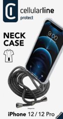 CellularLine Transparentní zadní kryt Neck-Case s černou šňůrkou na krk pro Apple iPhone 12 PRO