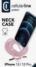 CellularLine Transparentní zadní kryt Neck-Case s růžovou šňůrkou na krk pro Apple iPhone 12 PRO